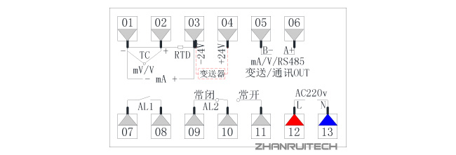 ZR-D803數(shù)字顯示控制儀接線圖