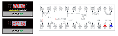 ZR-C803/TC803單光柱數(shù)顯表接線圖