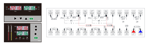 ZR-D823/TD823雙光柱數(shù)顯表接圖