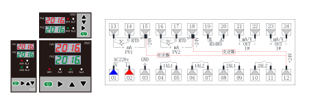 ZR-D923/D423/S423雙回路數(shù)顯表接圖