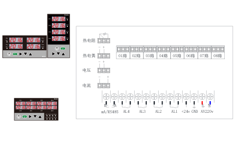 ZR-MK80多通道數顯表接線圖