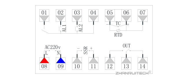 XMT5000數(shù)字顯示控制儀接線圖