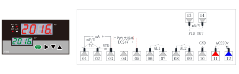 AT808B智能PID調(diào)節(jié)儀接線圖